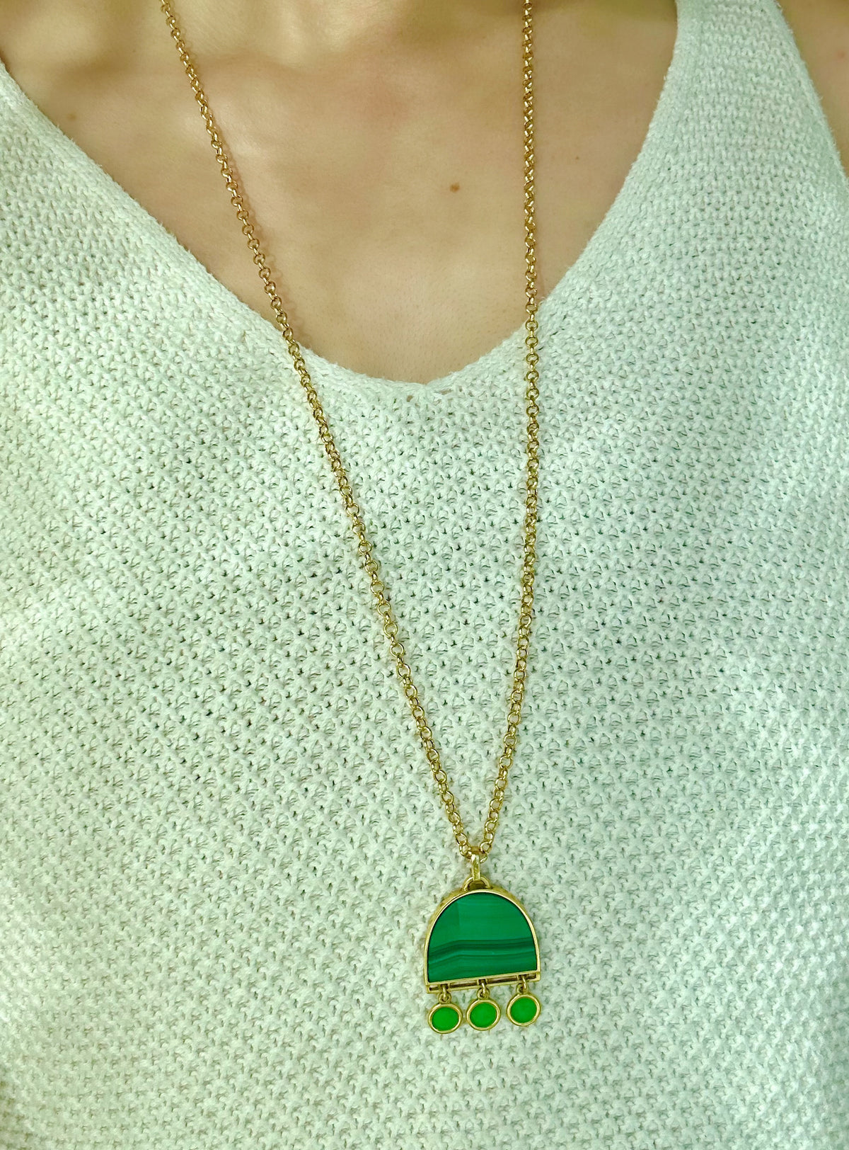 Vintage 18k Gucci Malachite & Enamel Pendant