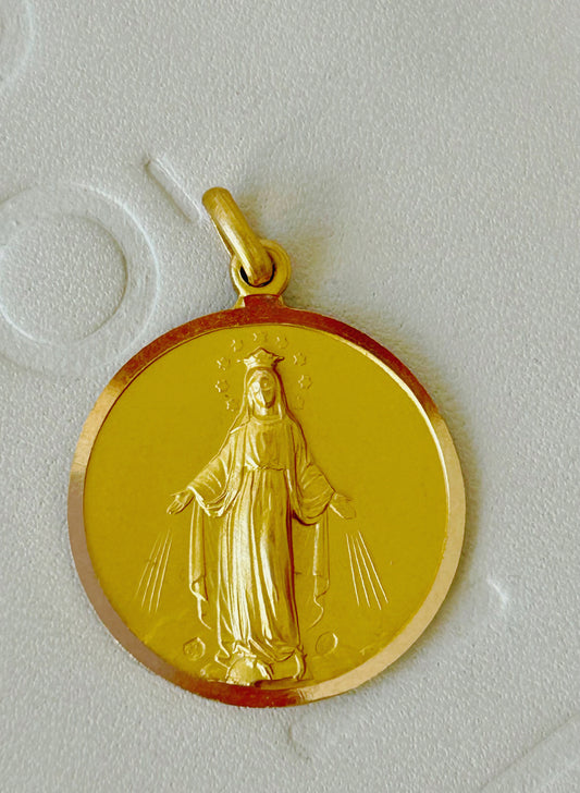 Vintage 18k Italian Miraculous Virgin Mary Pendant