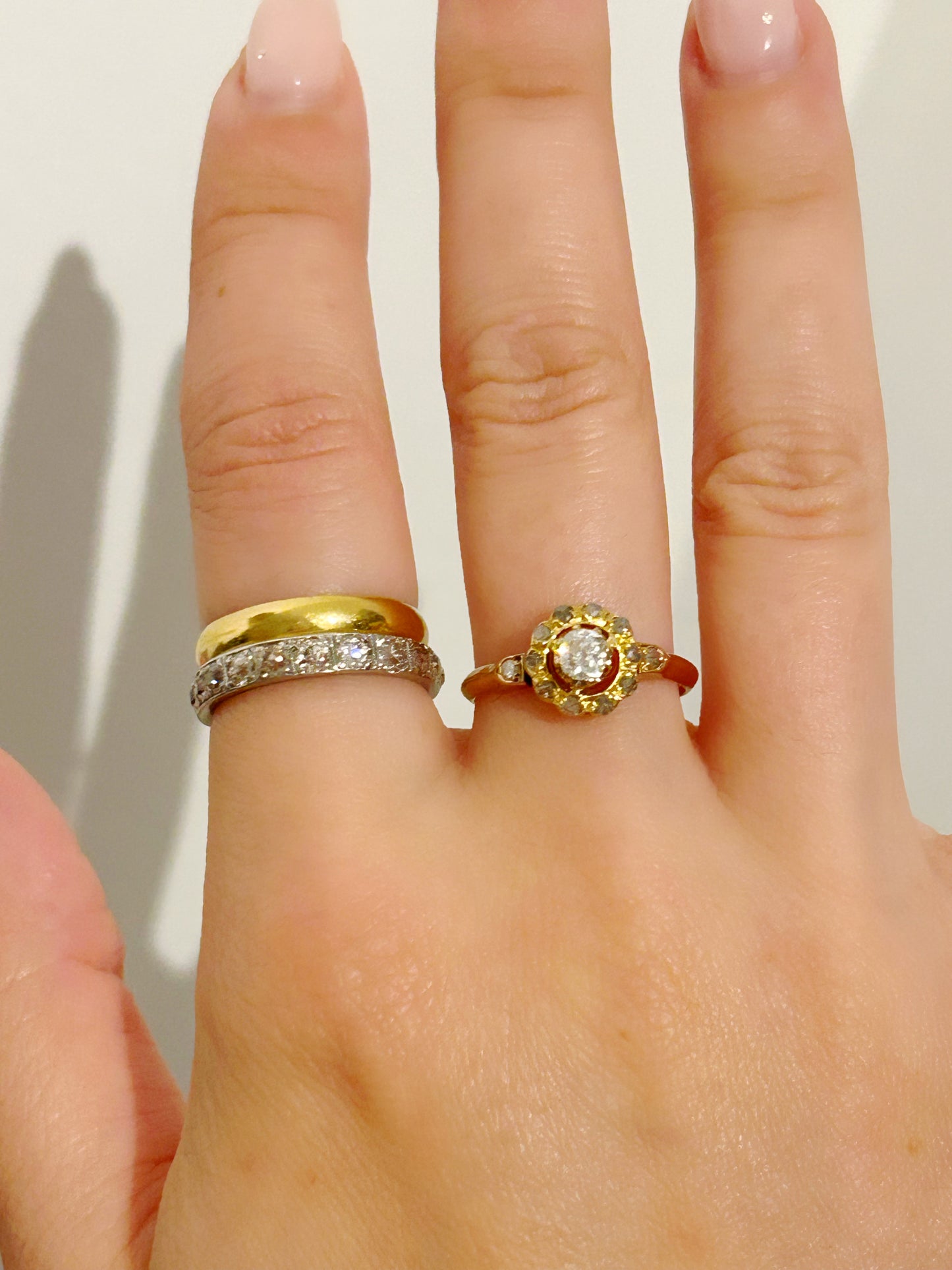 Antique 18k OMC & Rosecut Diamond Ring - Sz 7.5
