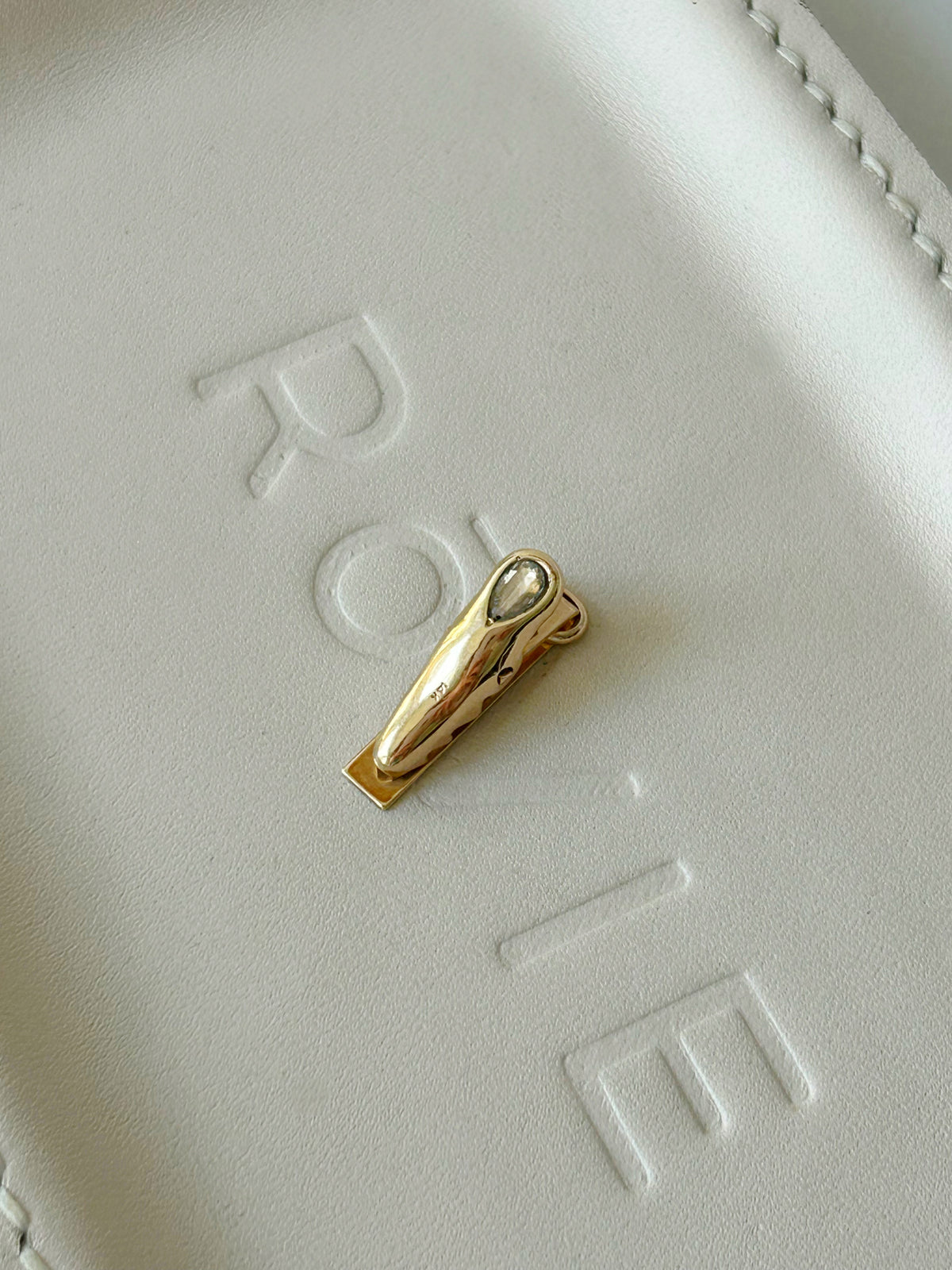 14k Vintage "Tie Clip" with rose cut pear diamond
