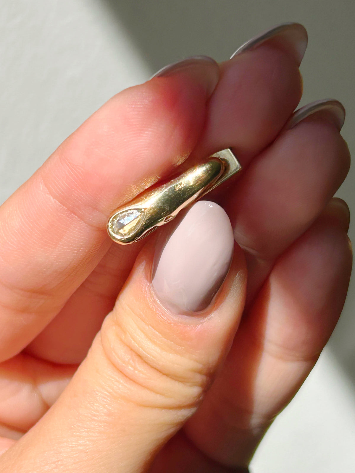 14k Vintage "Tie Clip" with rose cut pear diamond