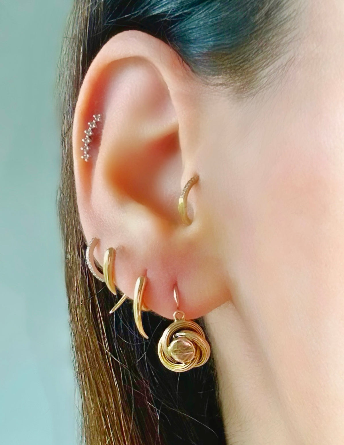 Antique 14k Victorian "Mother / Daughter" Dormeuse Earrings
