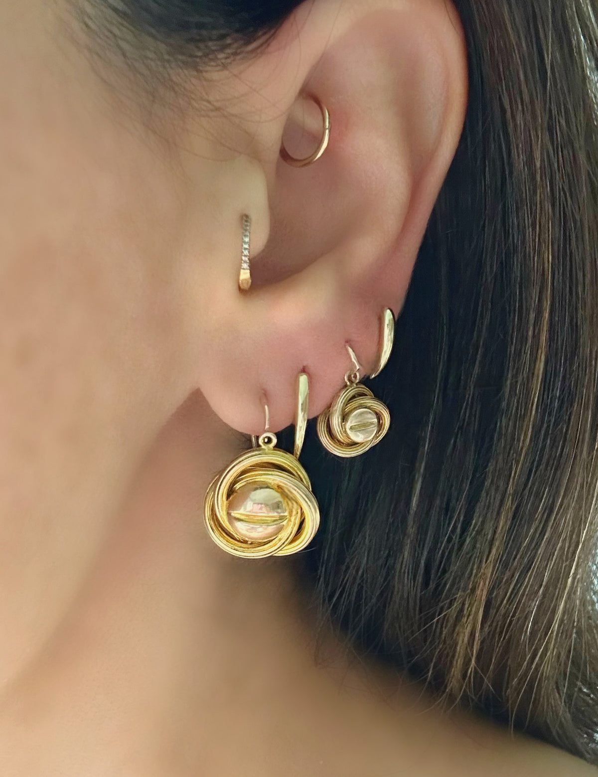 Antique 14k Victorian "Mother / Daughter" Dormeuse Earrings