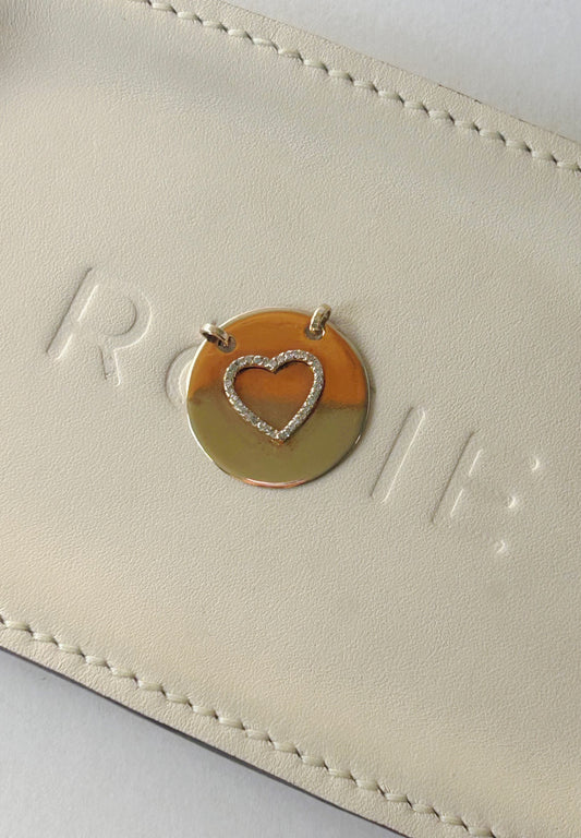 Vintage 10k Disc Pendant w/Diamond encrusted Heart