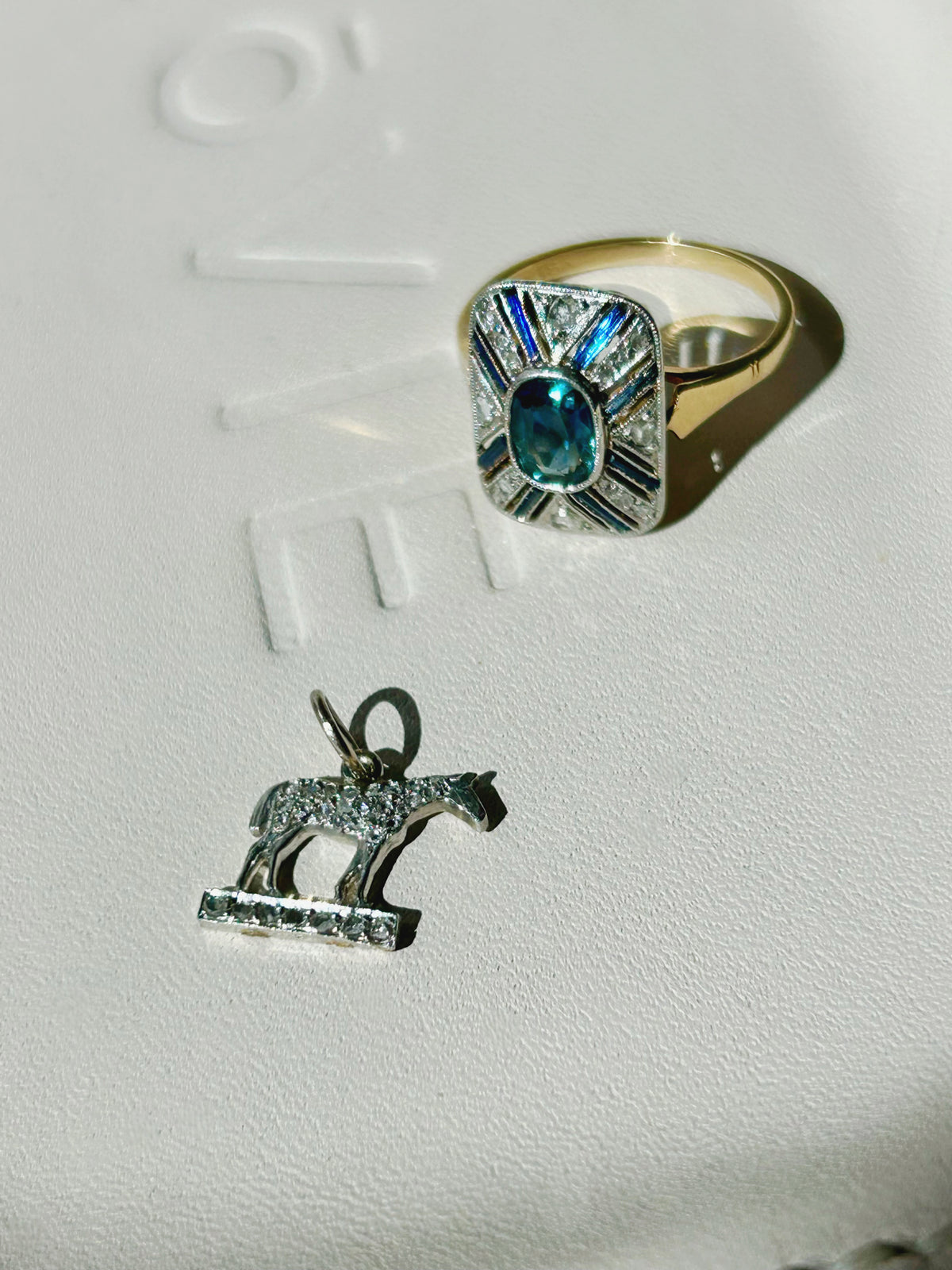 Art Deco Platinum & 18k Sapphire & Diamond Ring - Sz 5.75