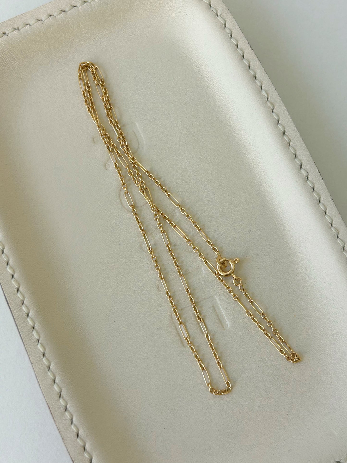 Vintage 18k Mini Trombone Link Chain - 17.5"