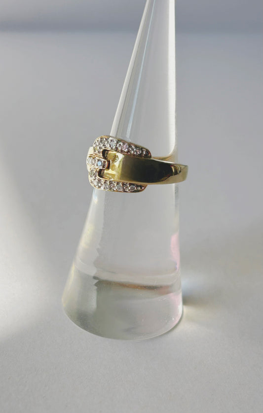 Vintage 10k Buckle Ring - Sz 4.75