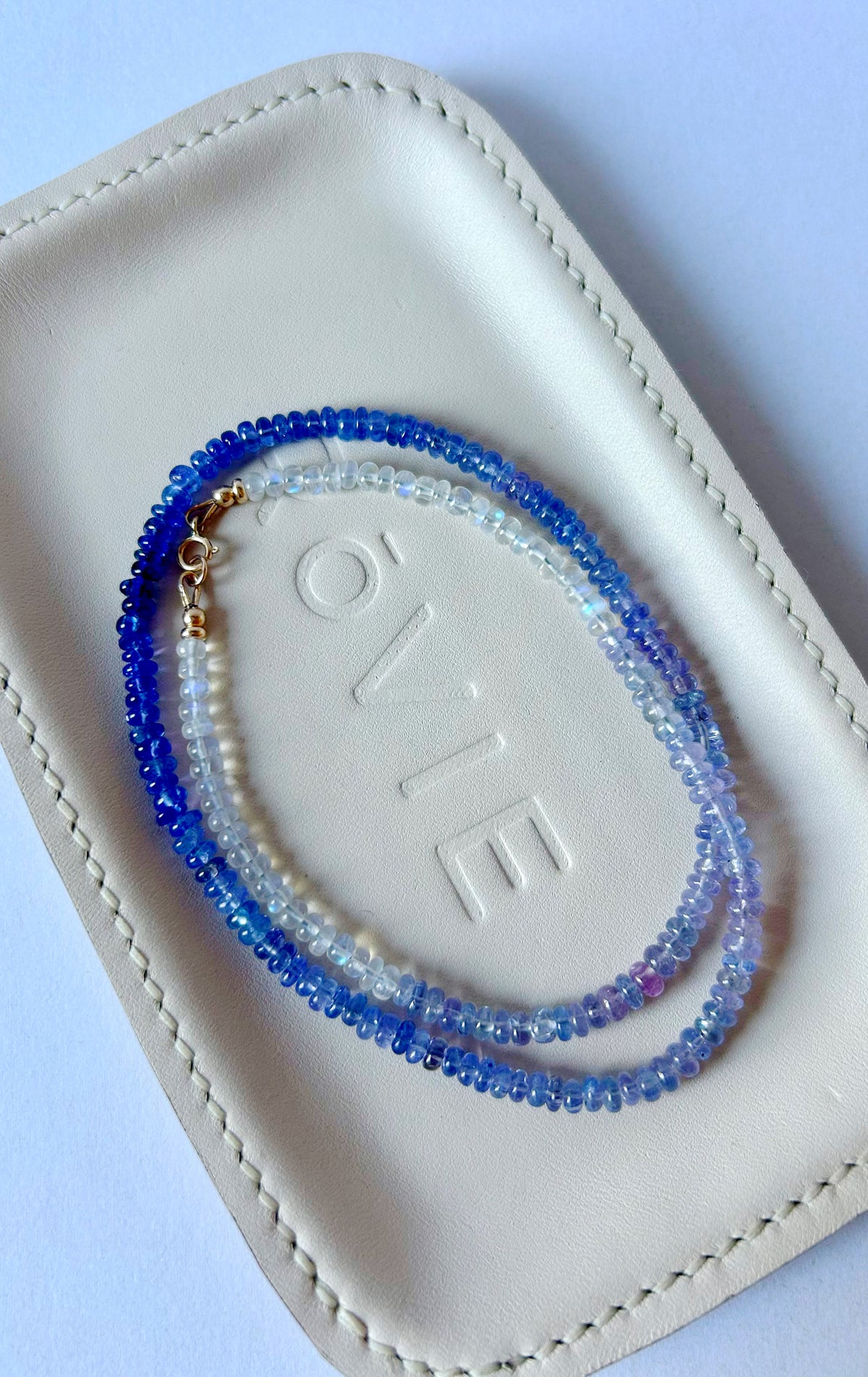 14k High Grade Tanzanite & Moonstone Ombré Necklace - 18” Long