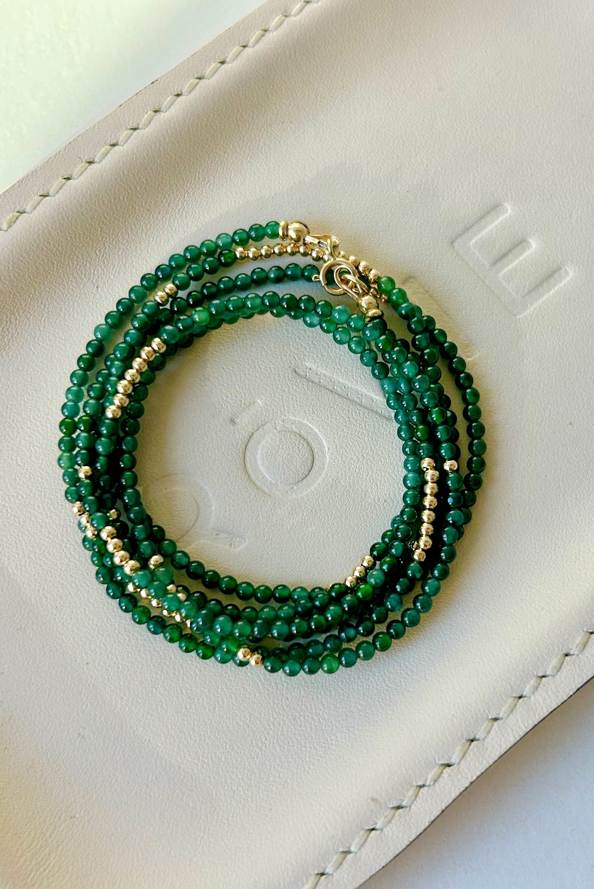 14k High Grade Guatemalan Jade Necklace - 34” Long