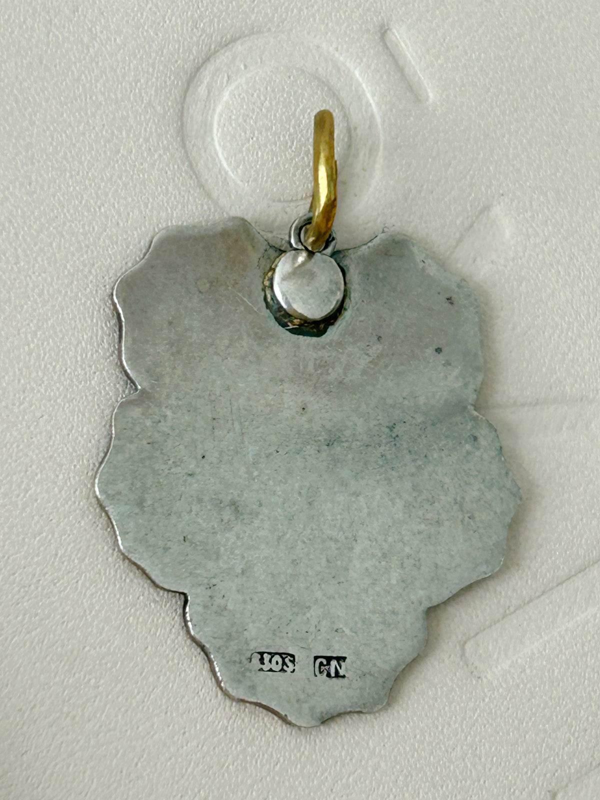 Antique Sterling Silver Enamel Pansy with 14k Bail