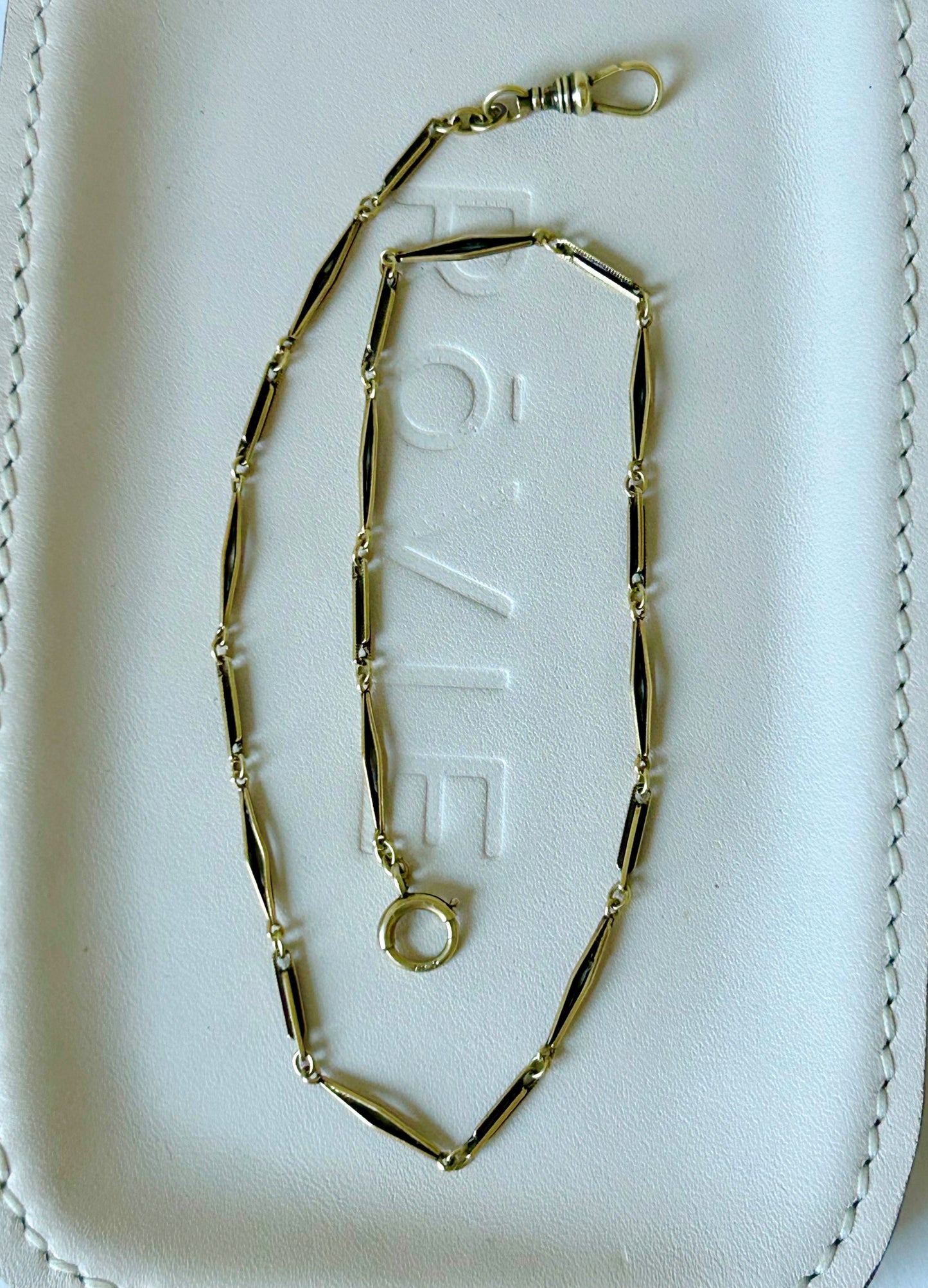 Antique 14k Bar Link Watch Chain - 13" Long