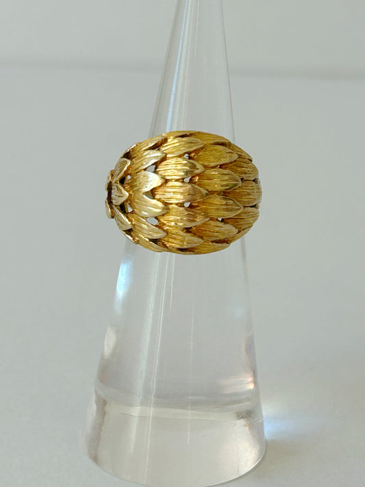 Vintage 14k Feather Bombé Ring - Sz 4