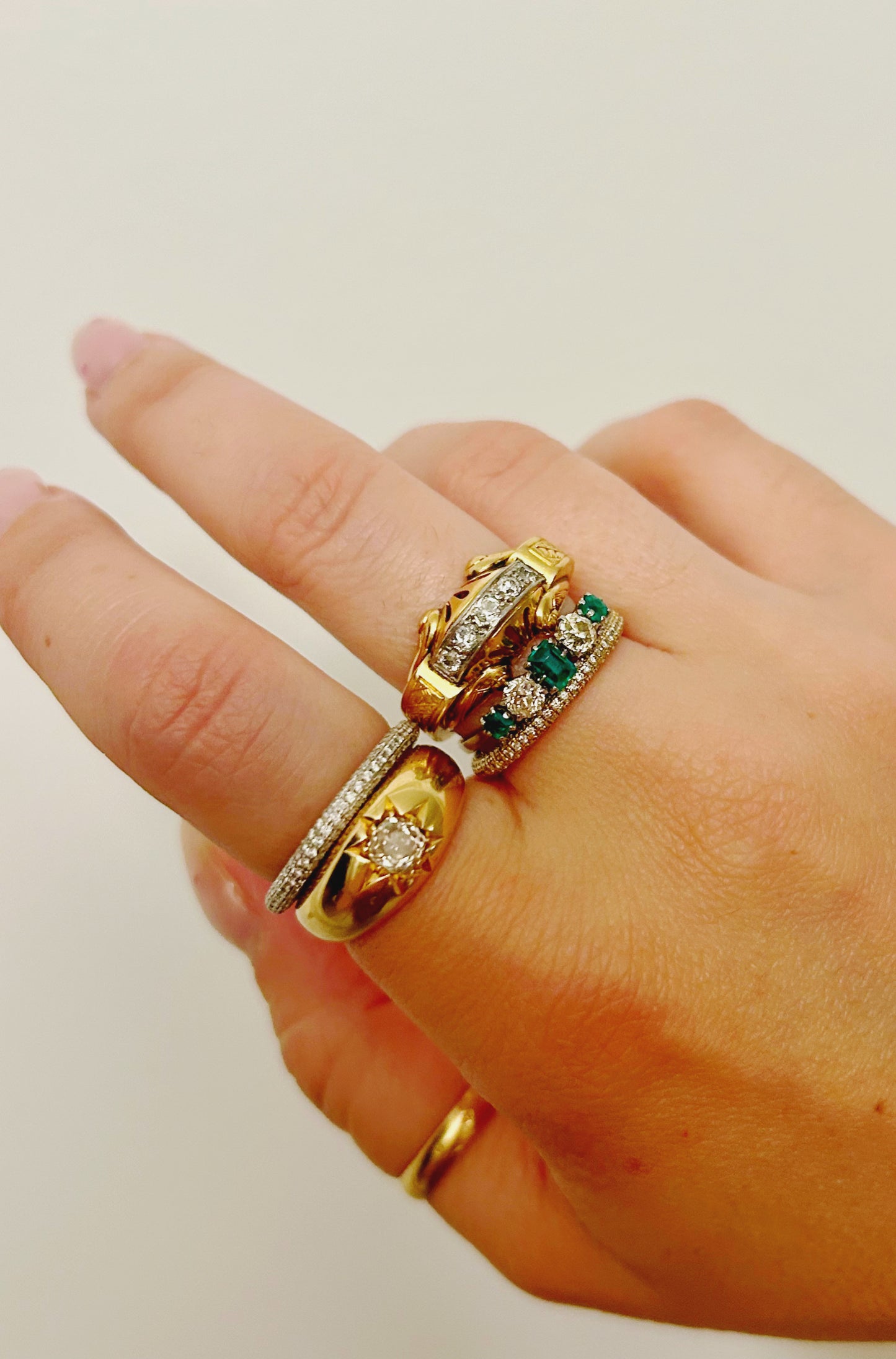 Antique French 18k Chevalier Tank Ring - Sz 7.75
