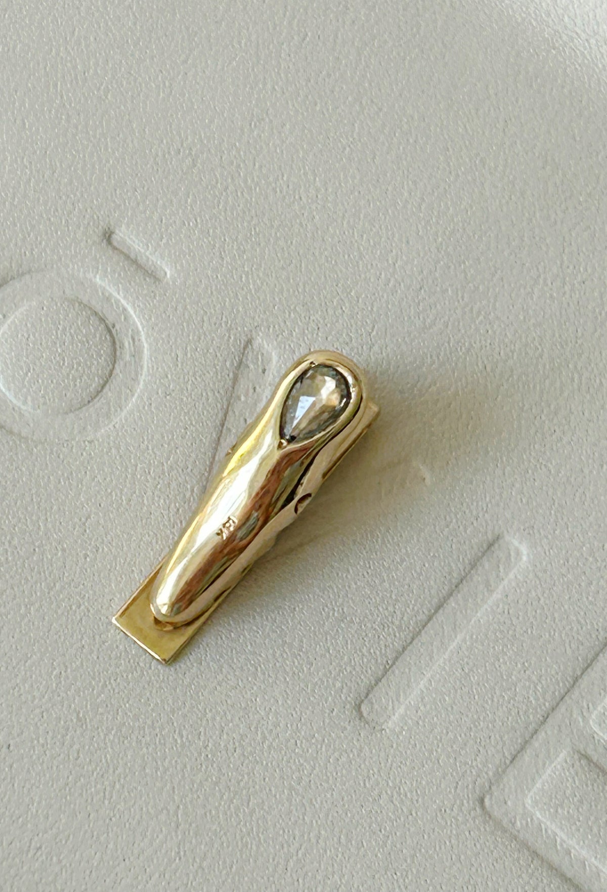 14k Vintage "Tie Clip" with rose cut pear diamond