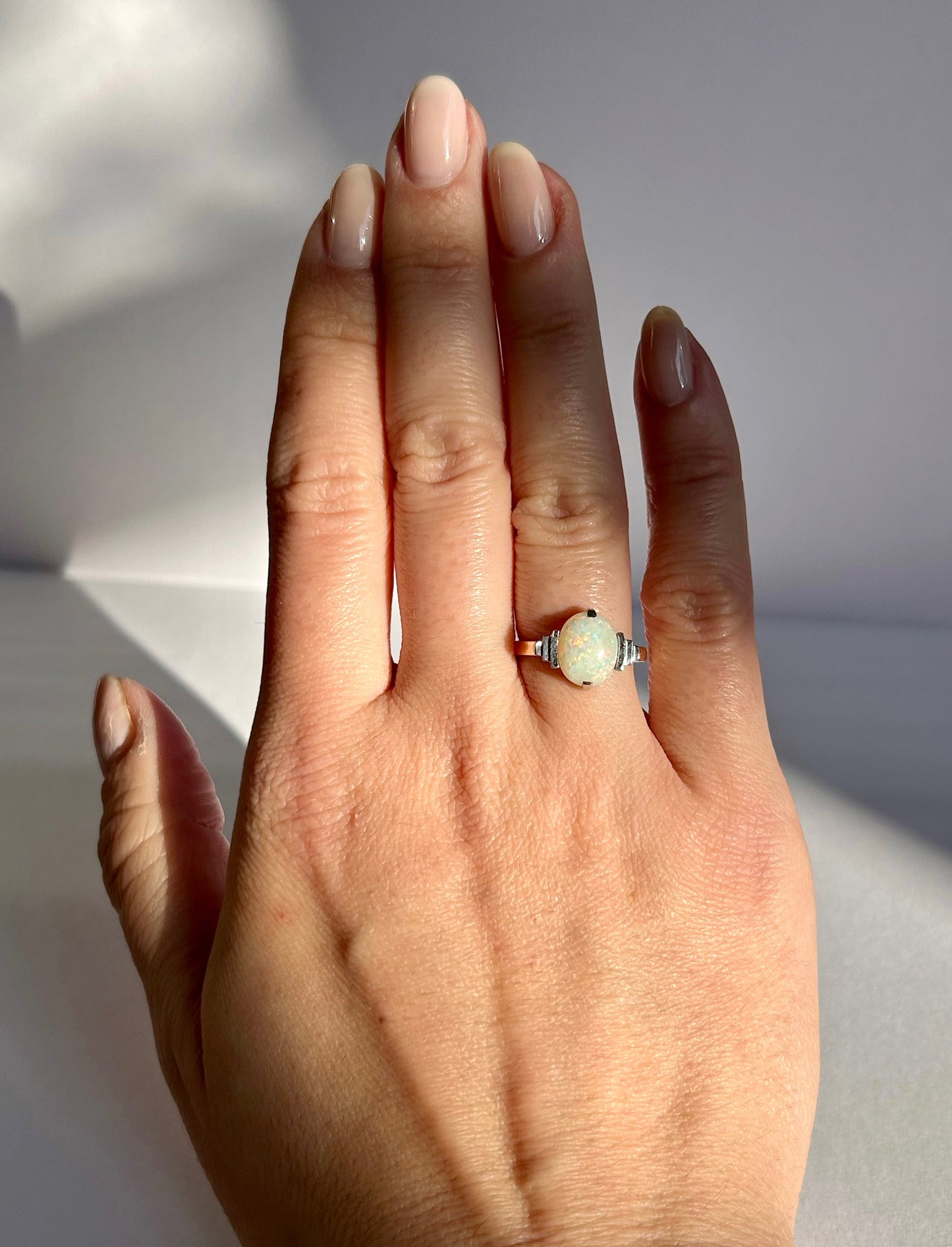 Antique 14k Art Deco Opal Conversion Ring Sz 5.75