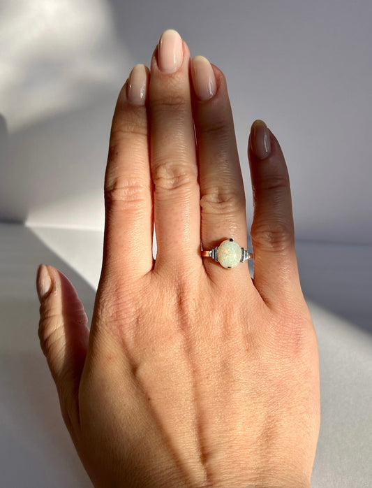 Antique 14k Art Deco Opal Conversion Ring Sz 5.75