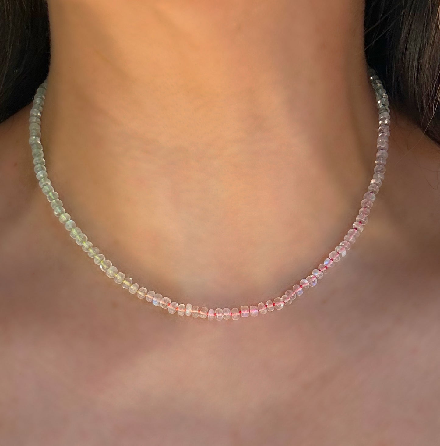 Moonstone Hand-Knotted Silk Necklace