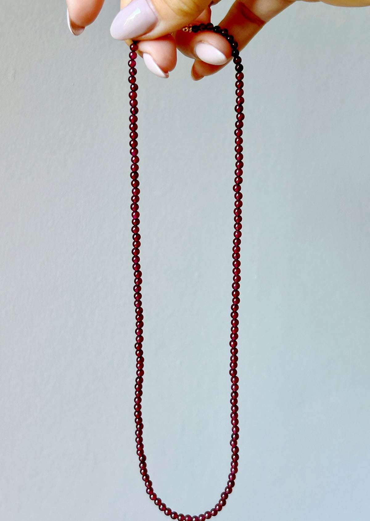 14k Garnet Necklace - 18” Long