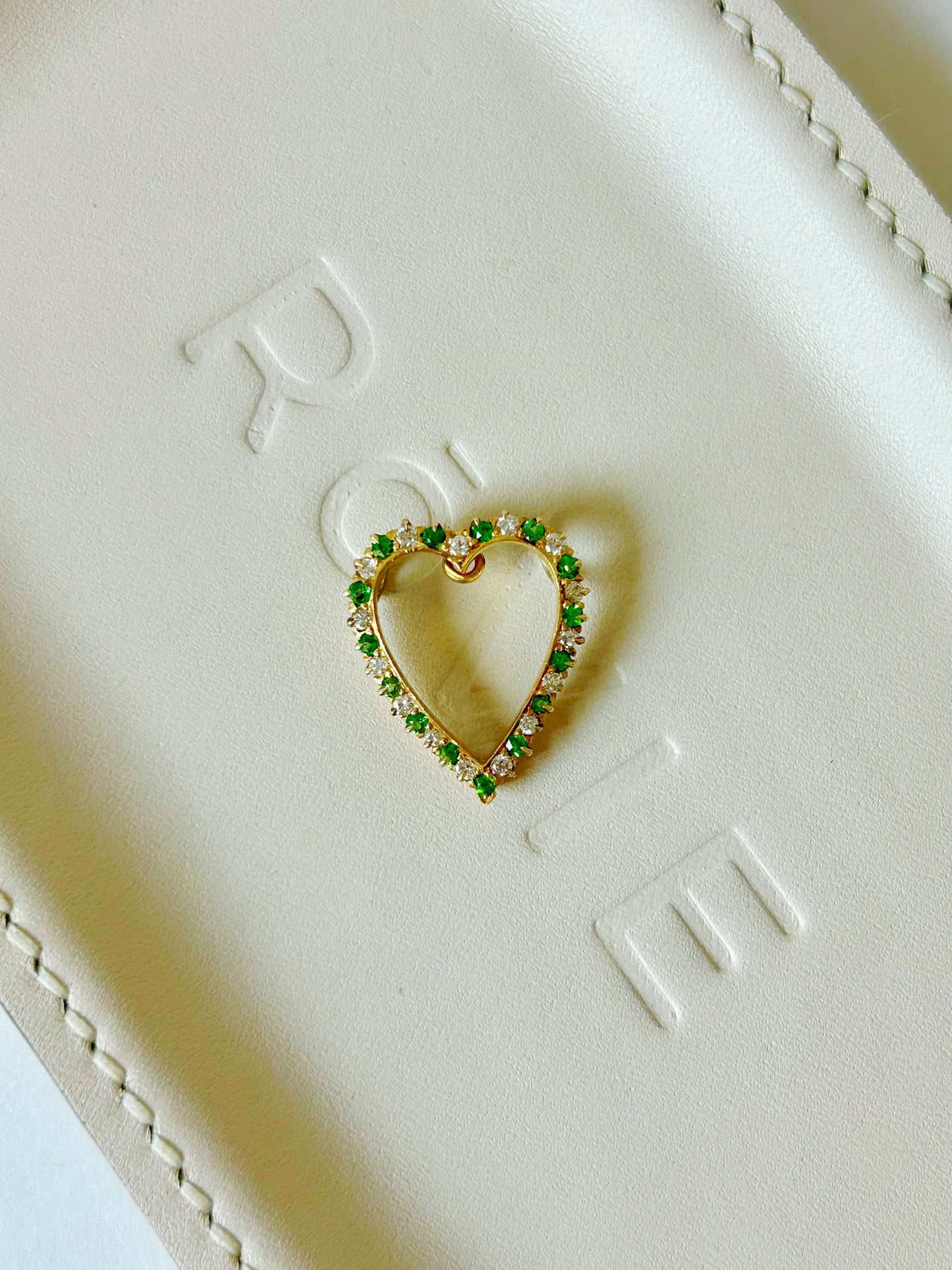 Vintage Tsavorite Garnet & Diamond Heart Pendant