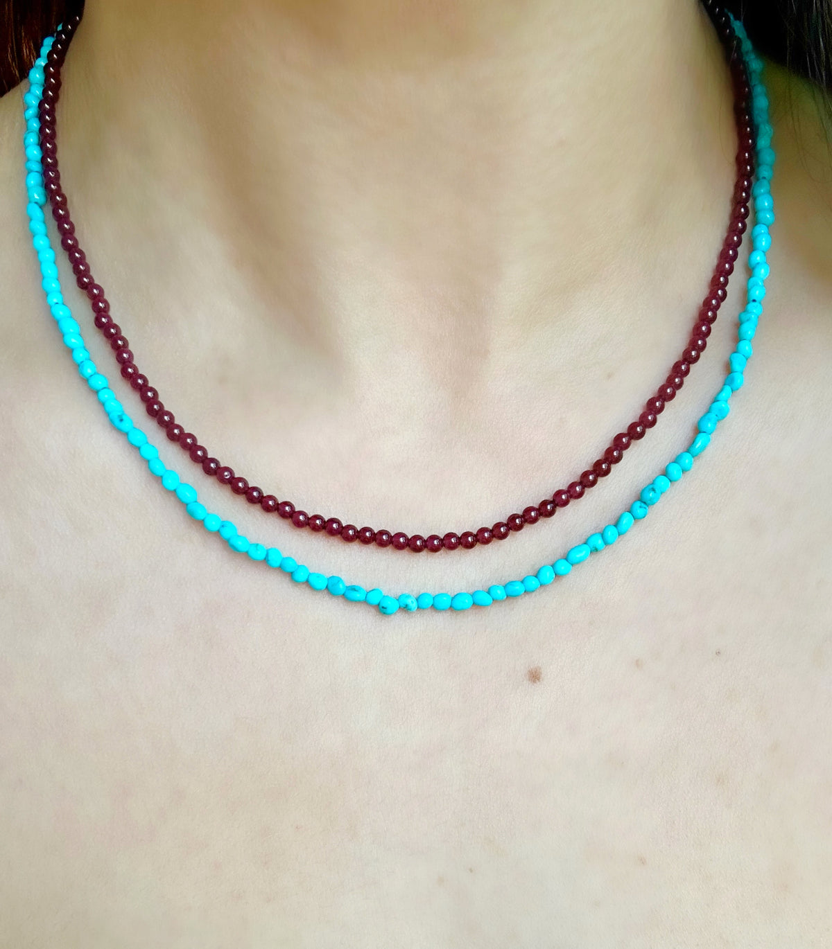 14k Sleeping Beauty Turquoise Necklace - 19” Long