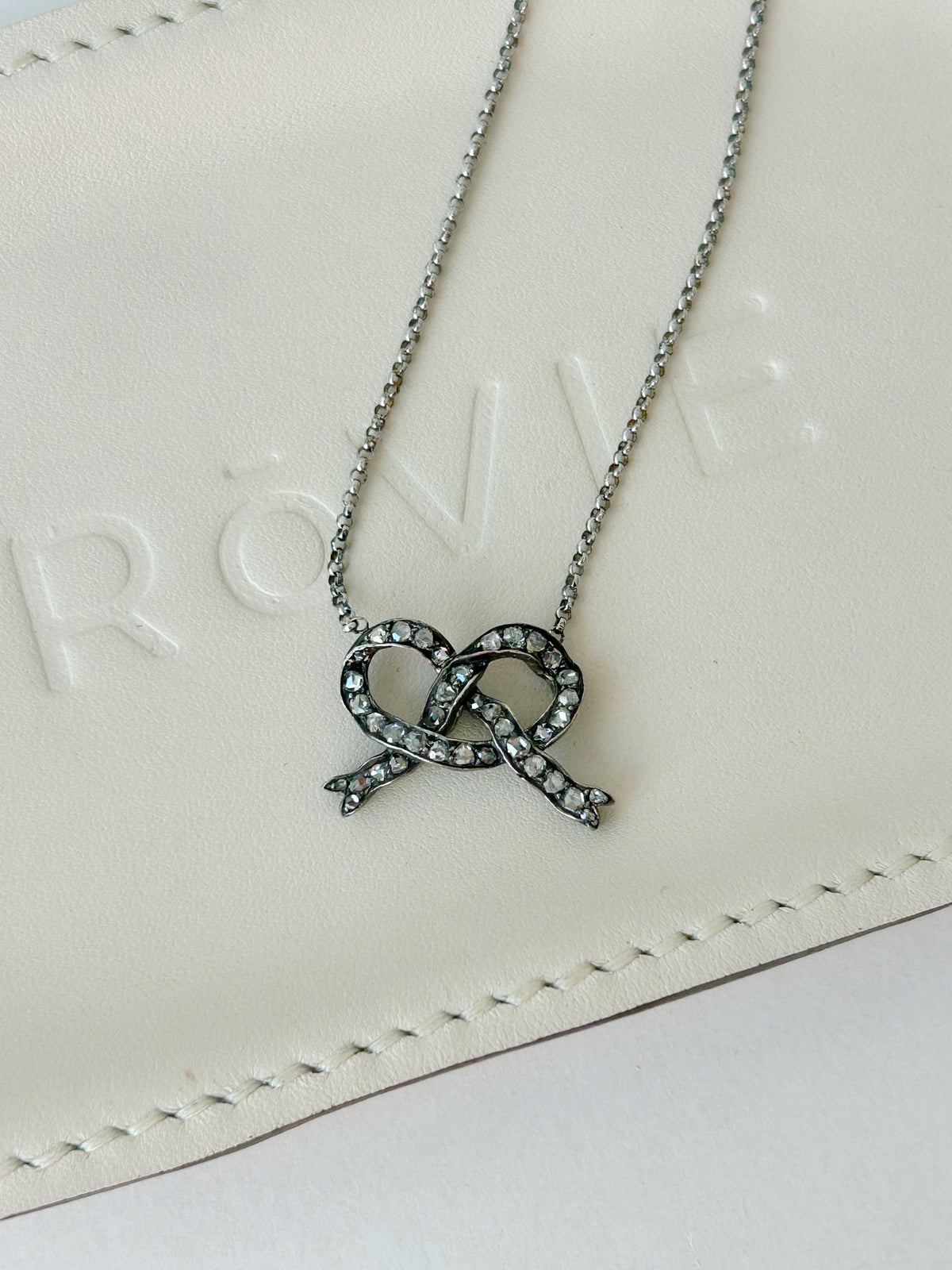 18k Rose Cut Diamond Pretzel Necklace - 16.5" Long