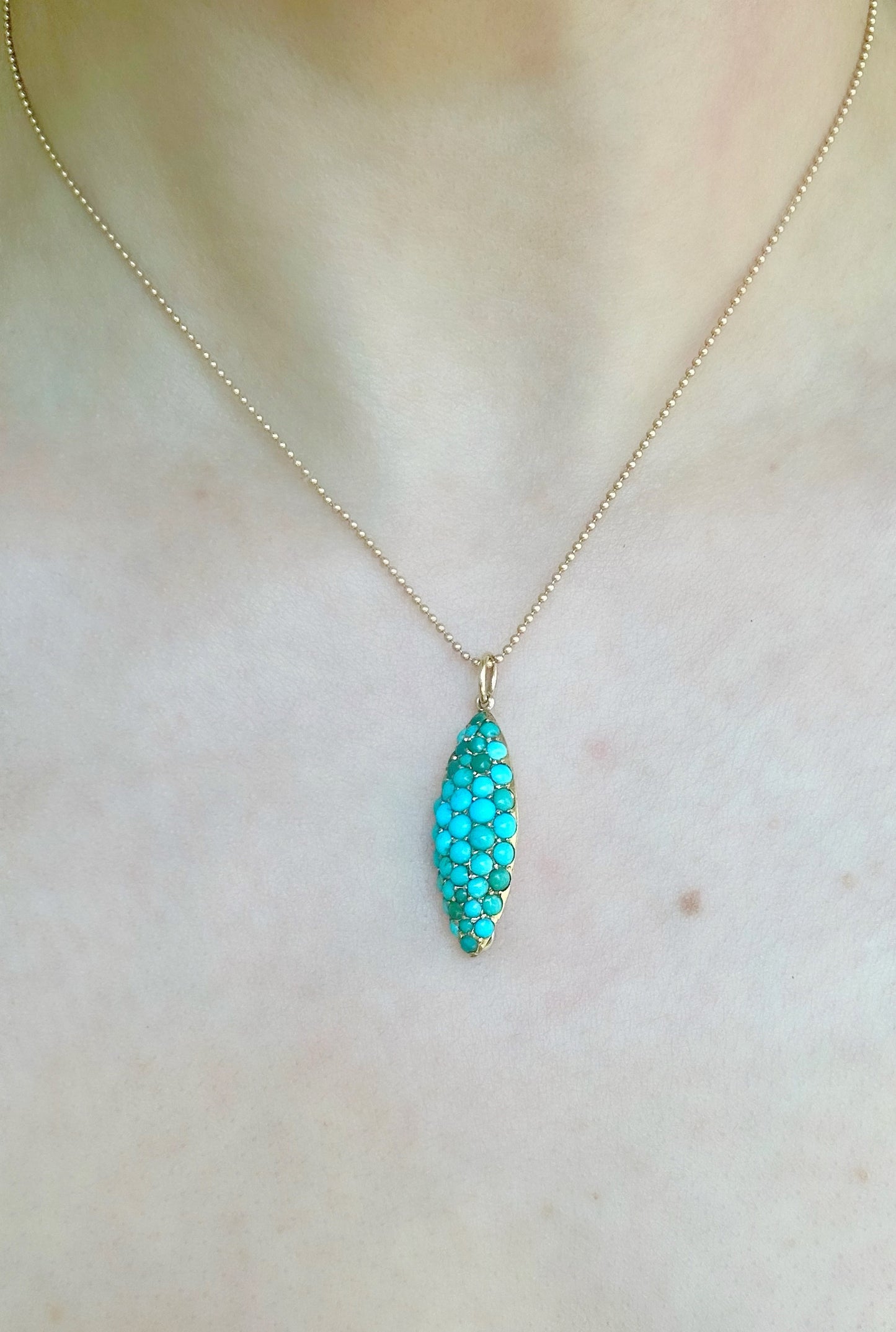 Antique 14k Turquoise Brooch Pin Conversion to Extender / Pendant