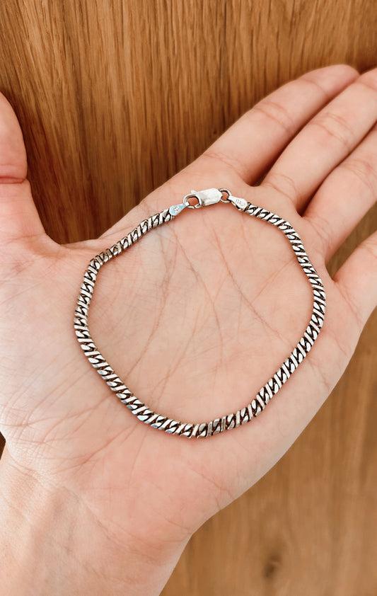 Vintage Sterling Silver Fancy Curb Bracelet 8"