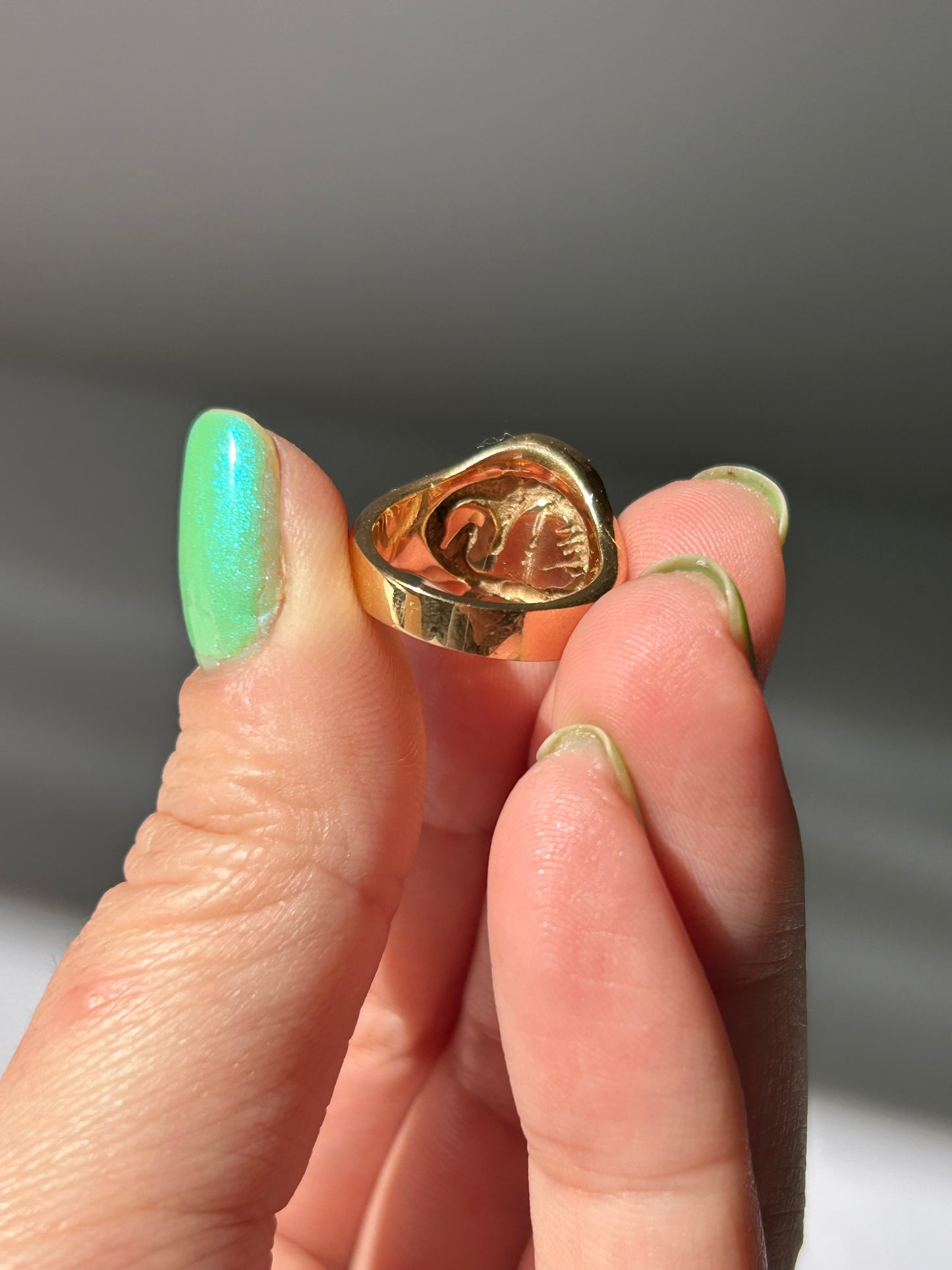 Vintage 18K Rose Gold Dog Signet - Sz. 3.25