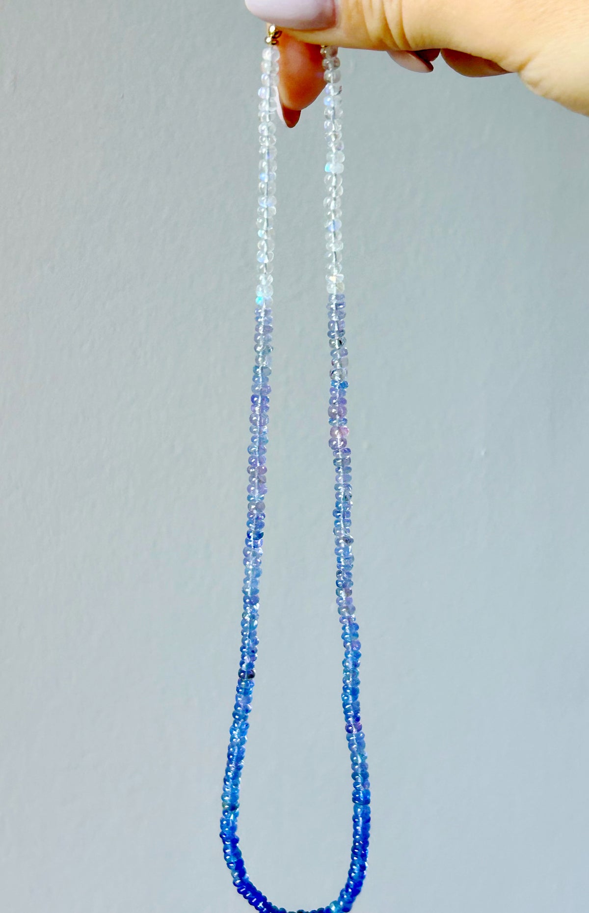 14k High Grade Tanzanite & Moonstone Ombré Necklace - 18” Long