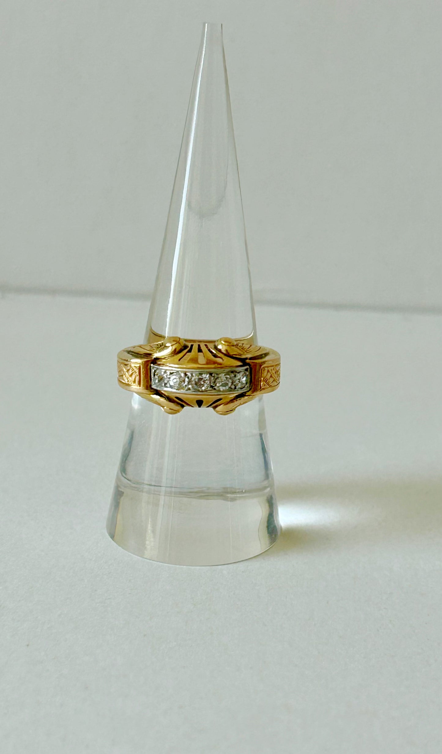 Antique French 18k Chevalier Tank Ring - Sz 7.75