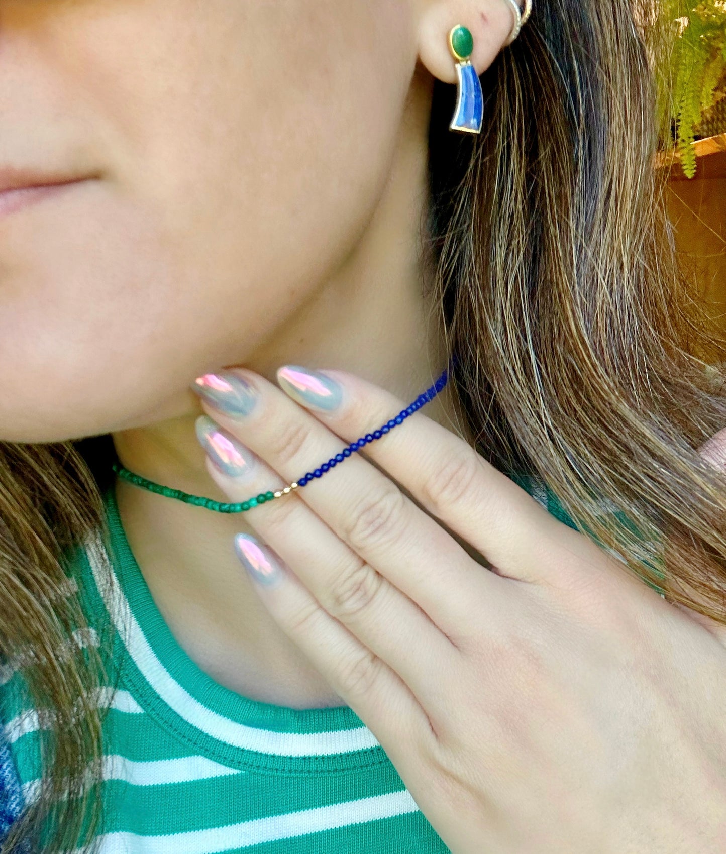 Bundle Deal: 18k Lapis & Malachite Earrings + 14k Necklace