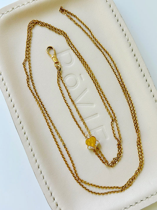 Antique 14k 40" Cable Long Guard with Diamond Slider