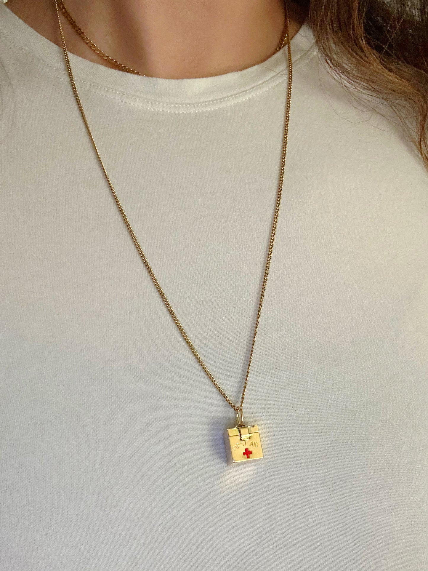 Vintage 14k First Aid Box Pendant