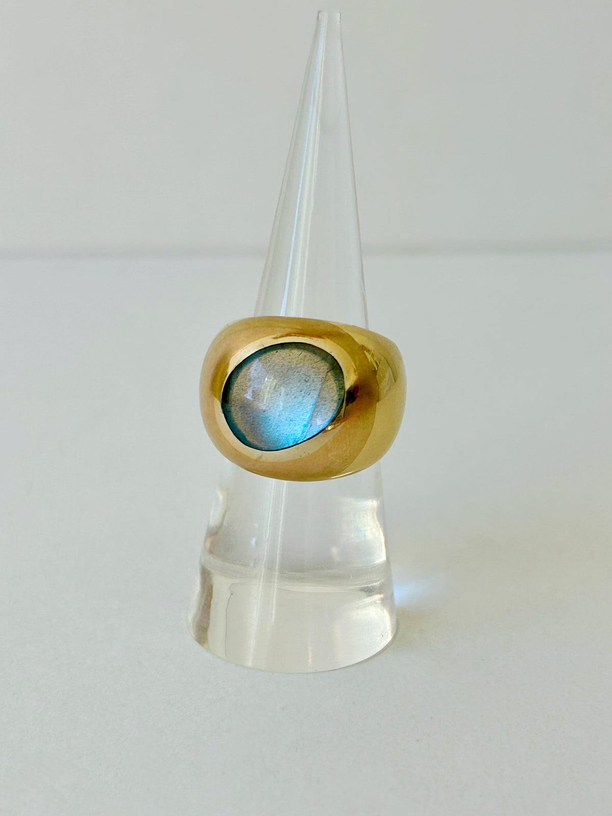 18k Ruser Labradorite Bombé Ring - Sz 7