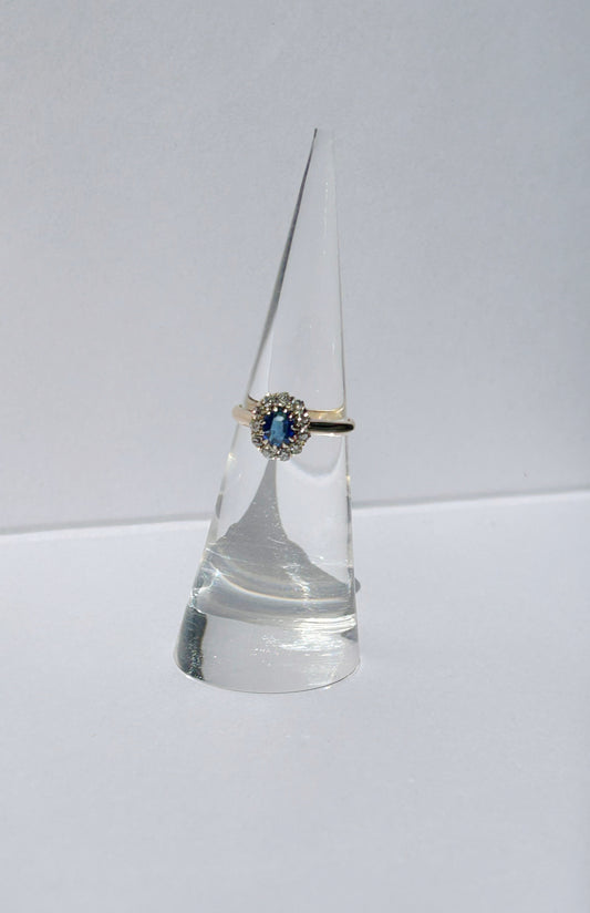 Antique 14k Sapphire & OMC Diamond Ring Sz 3.25