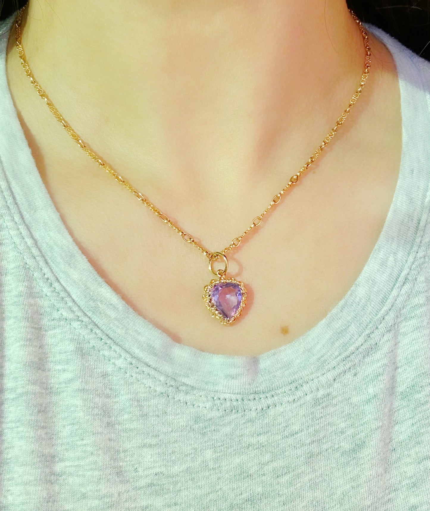 Vintage 14k Amethyst Heart Charm