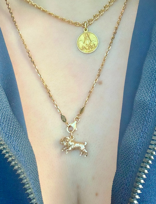 Vintage Solid 3D 14k Aries Ram Charm