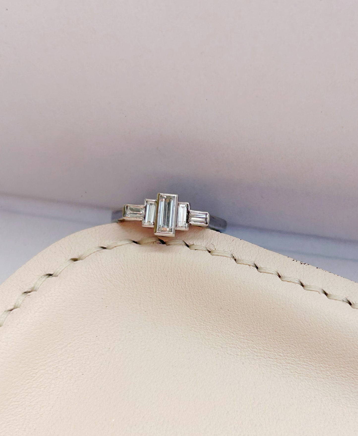 Art Deco Platinum Baguette Ring Sz 6.25