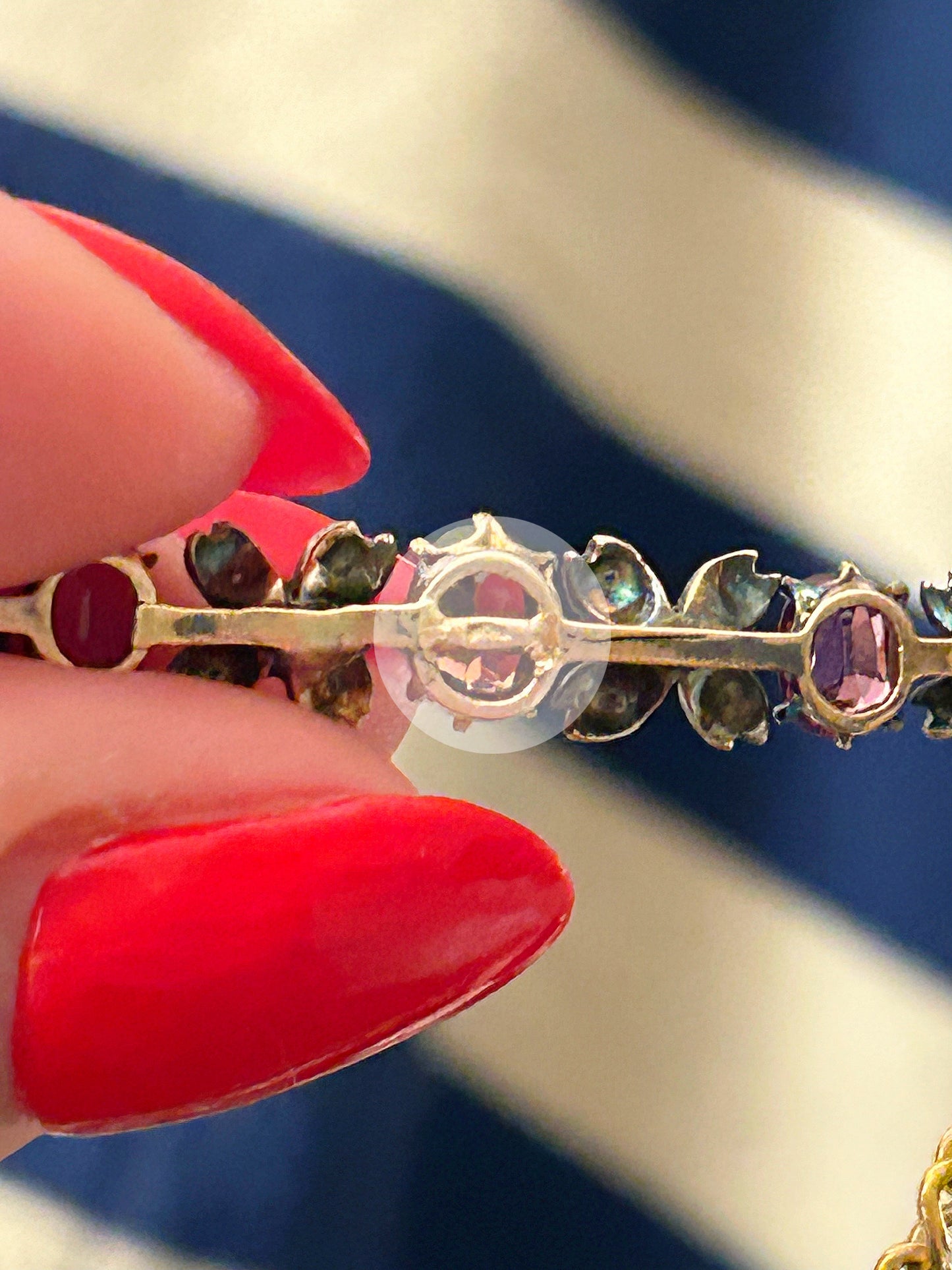 Antique French Rose Cut Diamond & Garnet Bar Brooch Bracelet Conversion
