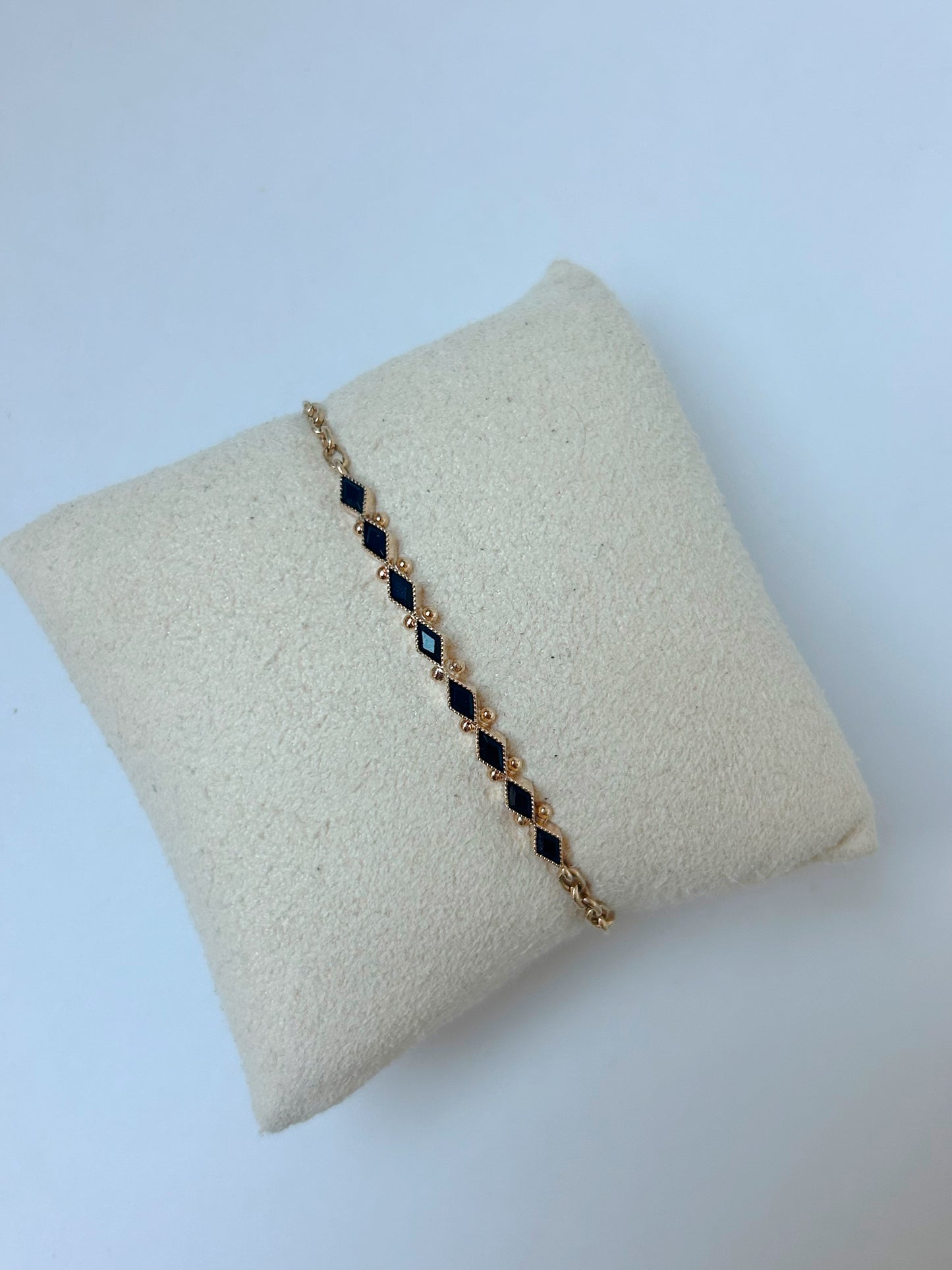 Antique Onyx Diamond Bar Brooch Bracelet Conversion
