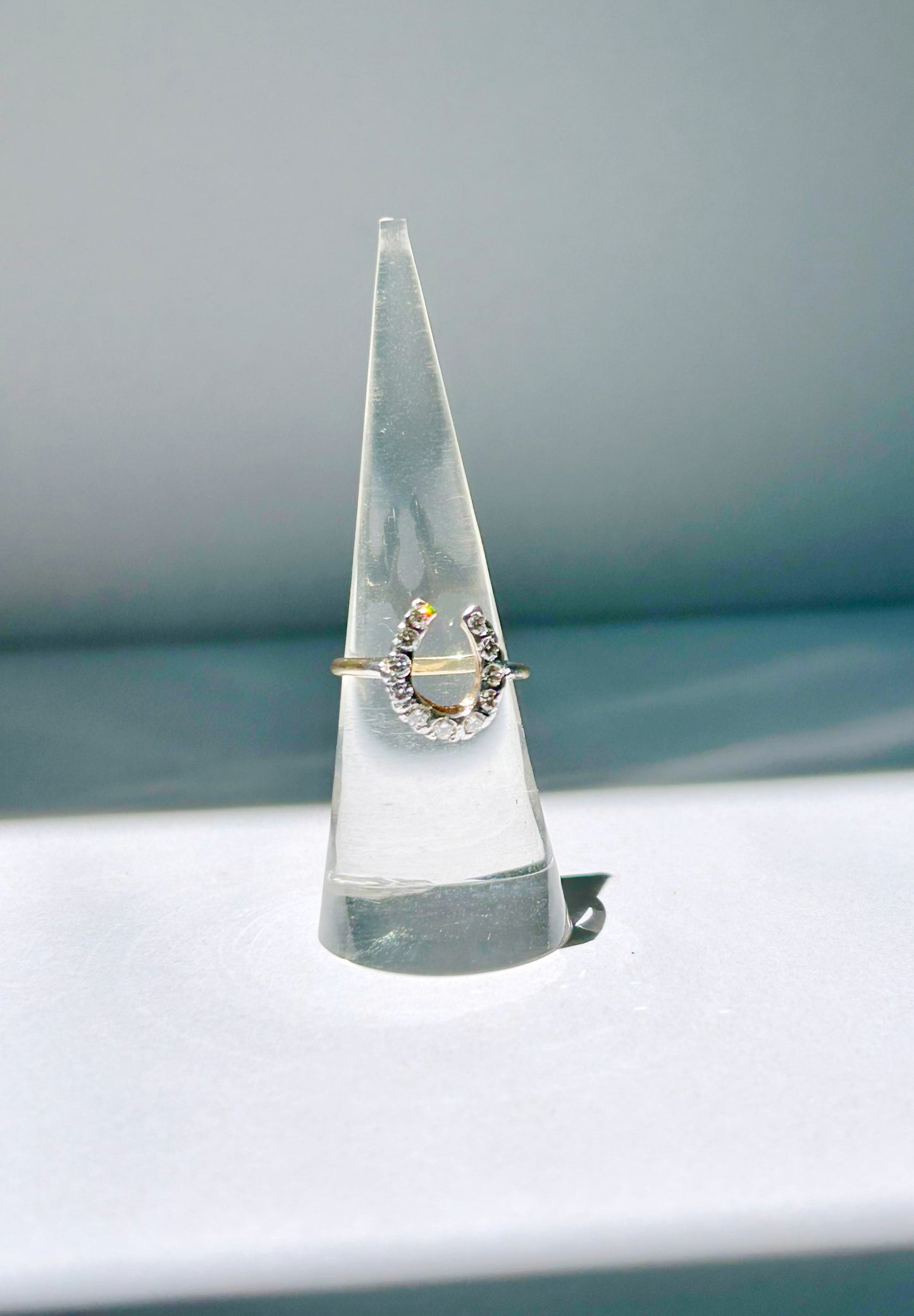 Vintage 14k White and Yellow Gold 0.50ctw Diamond Horseshoe Ring - Sz 6