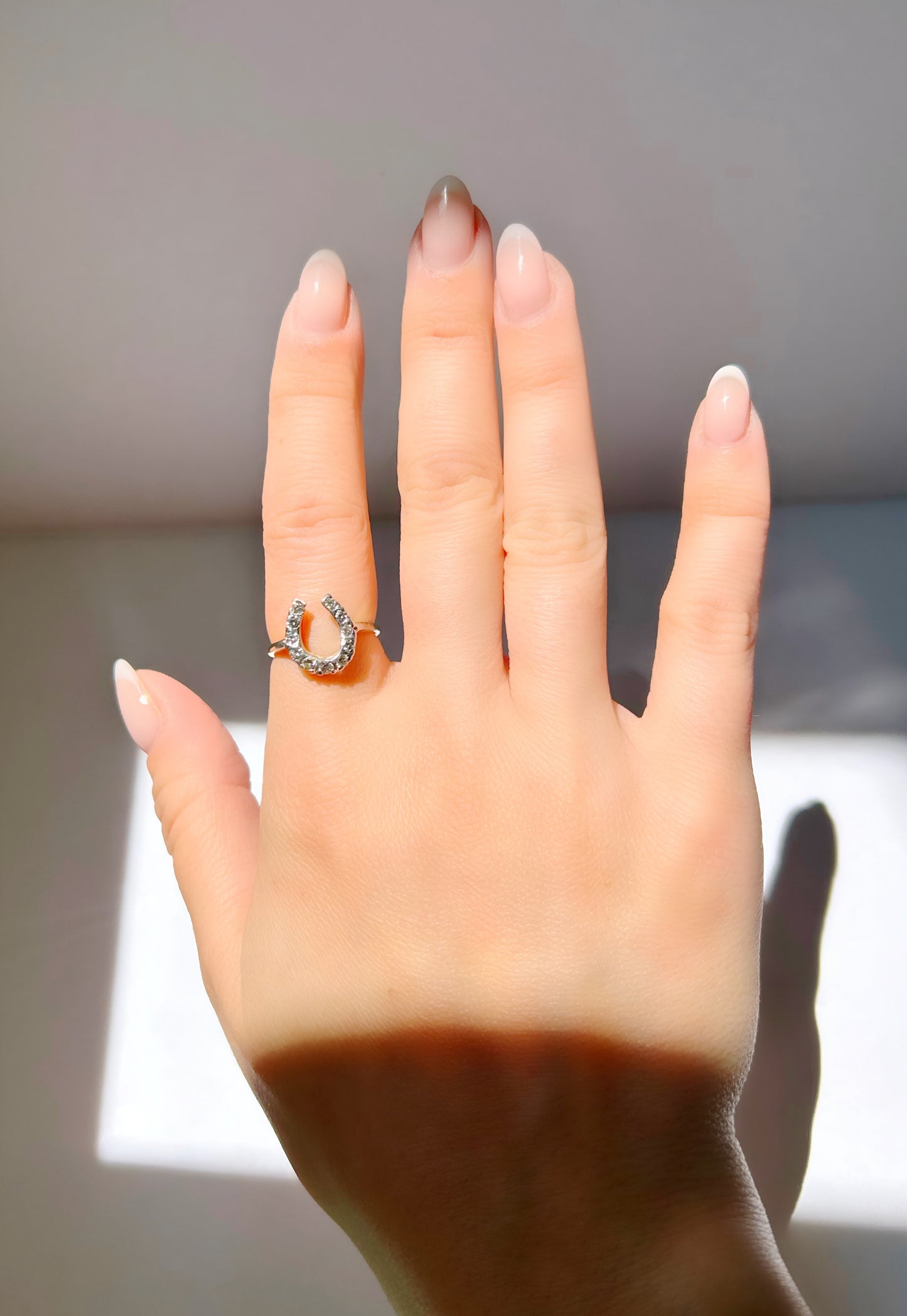 Vintage 14k White and Yellow Gold 0.50ctw Diamond Horseshoe Ring - Sz 6