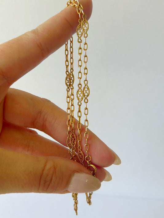 Vintage 18k Fancy Link Station Biker Chain - 21" Long