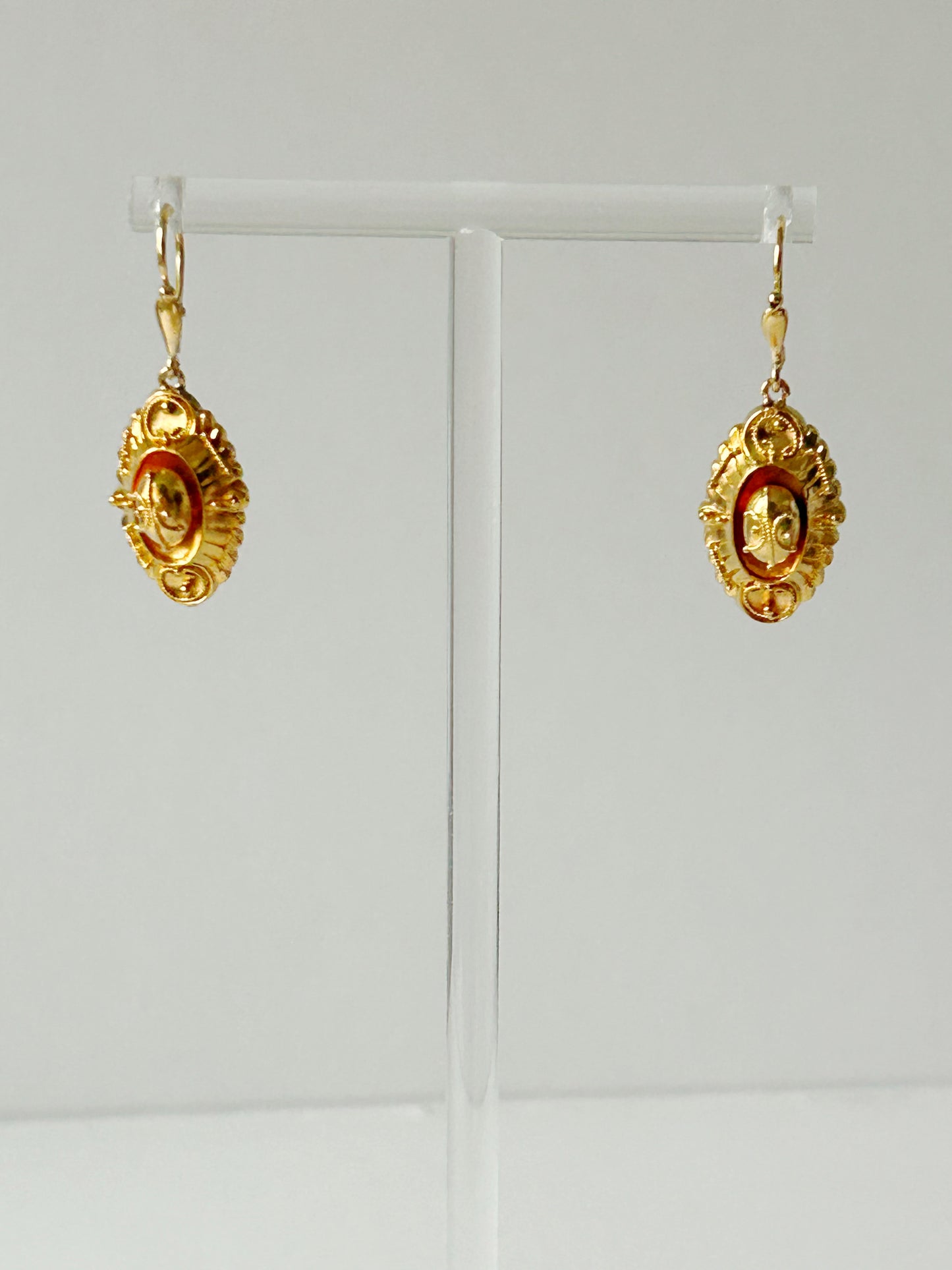Antique 18k Victorian Etruscan Earrings