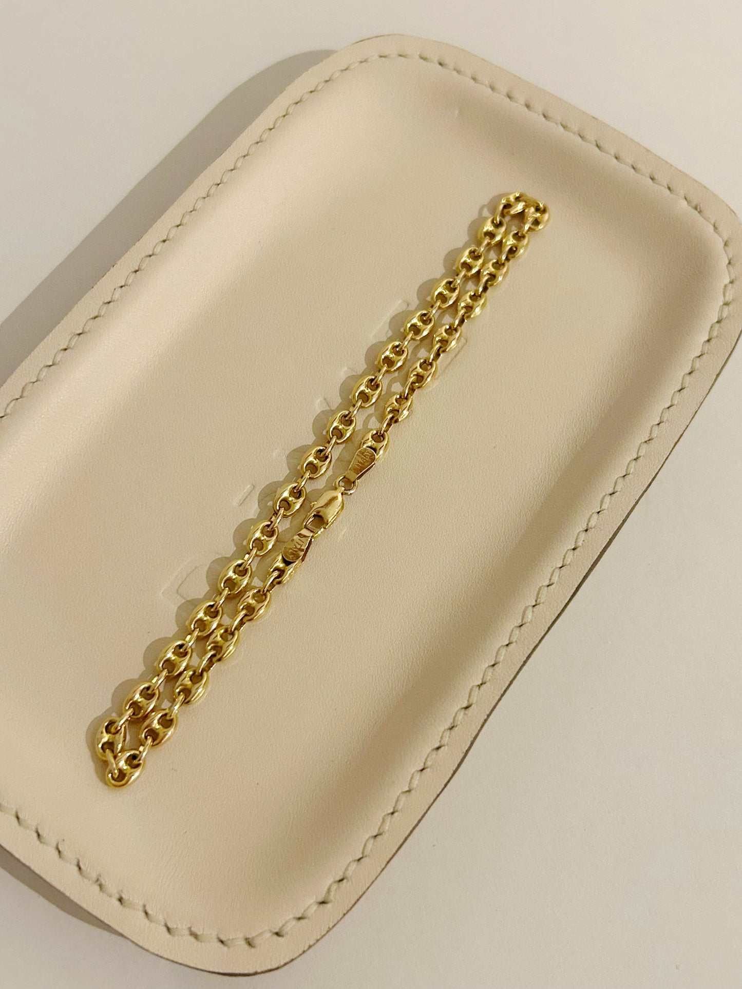 Vintage 14k Italian Puffy Mariner Anklet - 10” Long