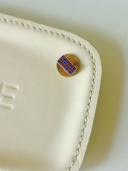 Vintage 14k Enamel Checkered Pin