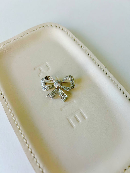 Vintage 14k Diamond Bow Brooch