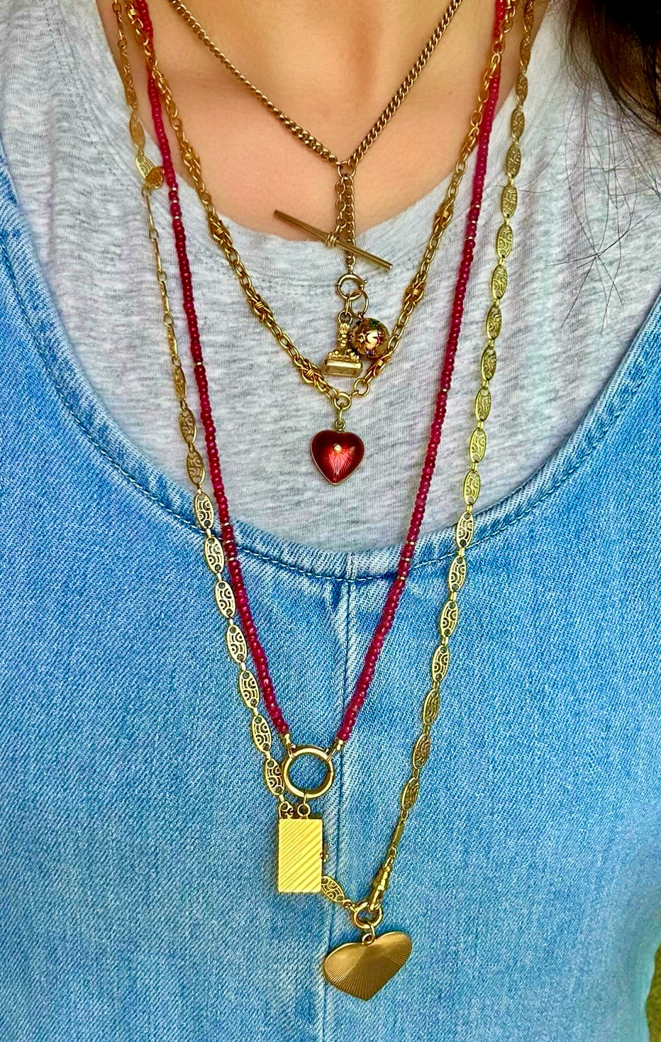 Ruby and Solid 14k Necklace - 28”