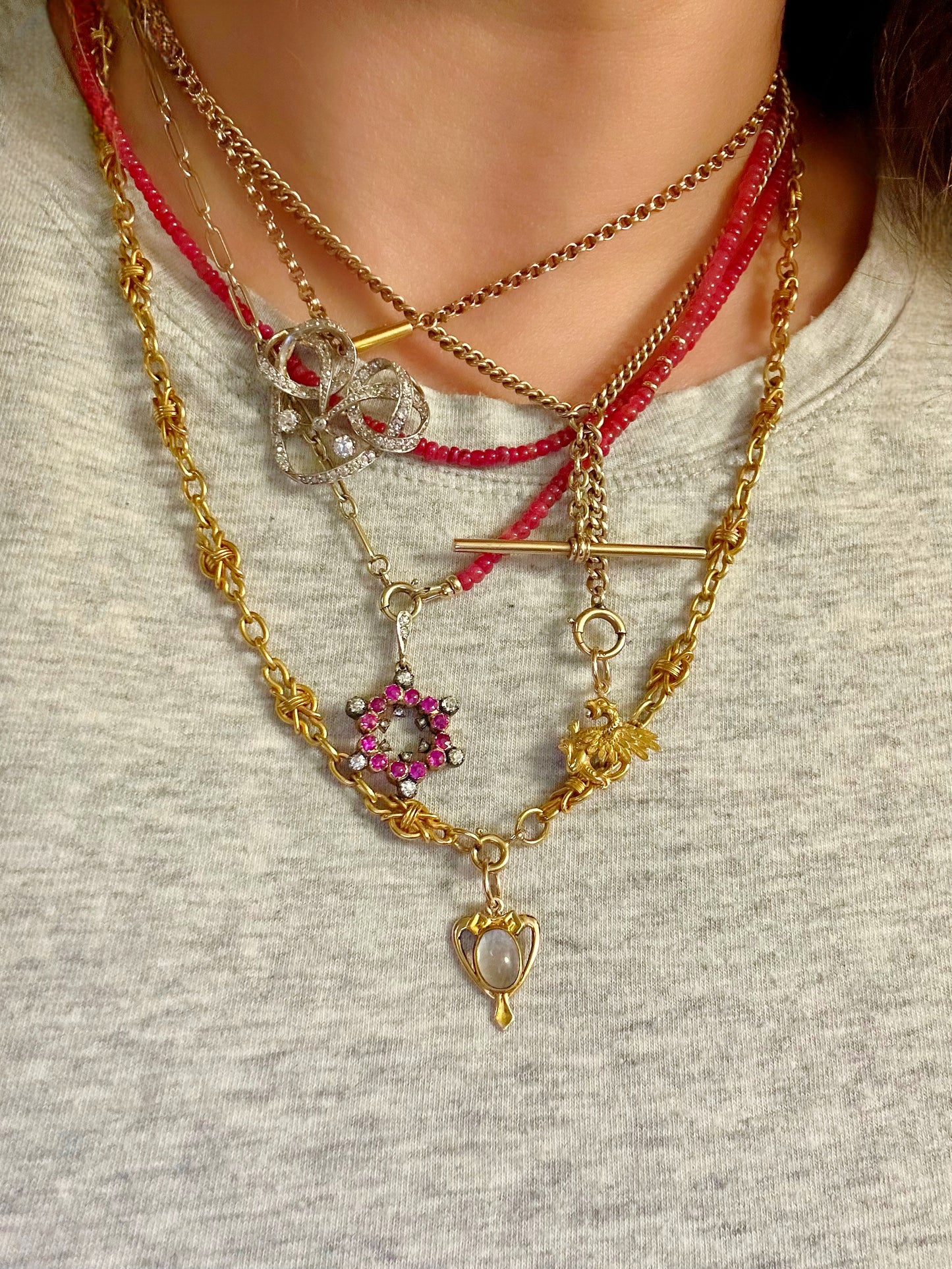 Ruby and Solid 14k Necklace - 28”