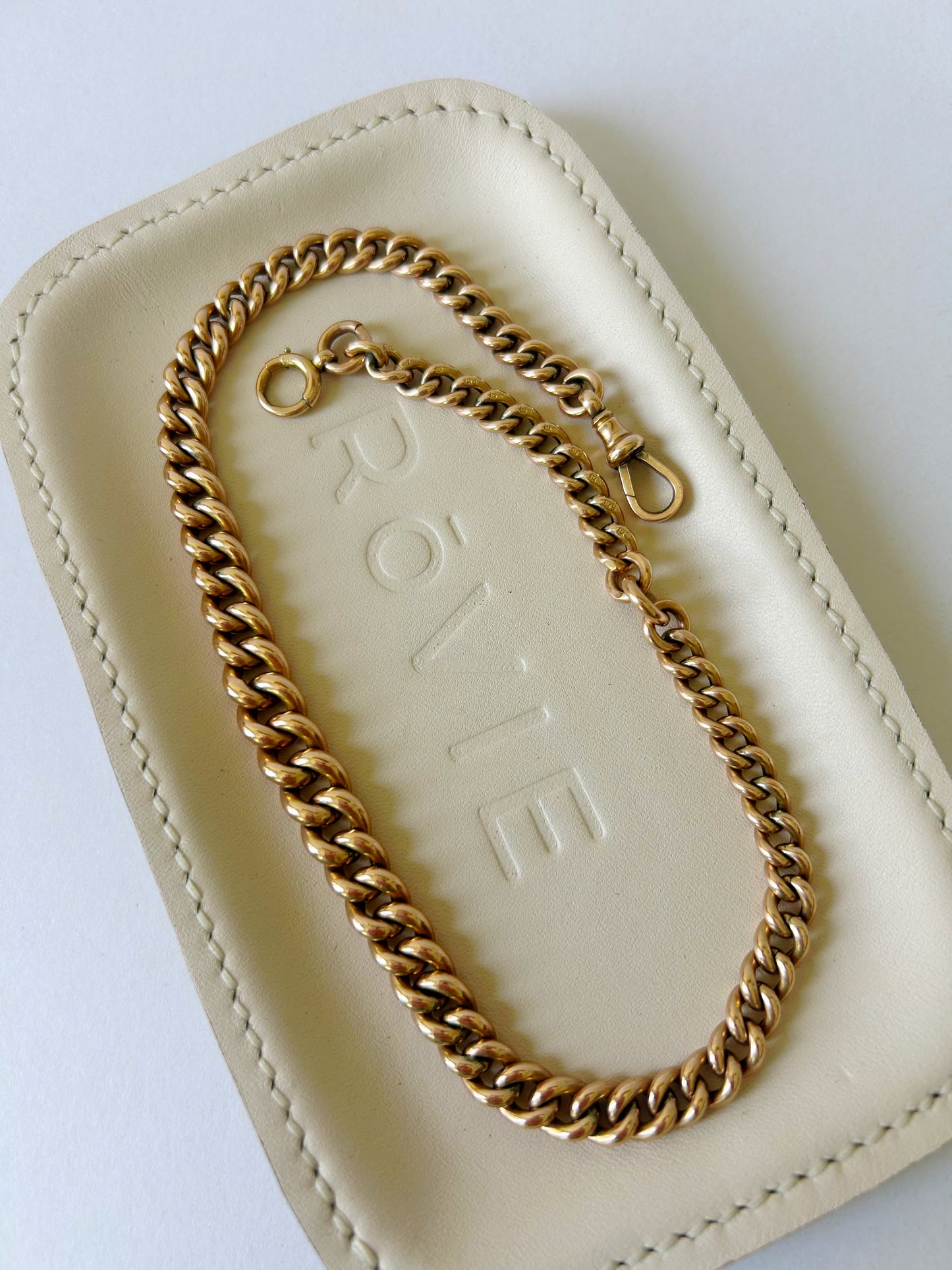 Antique 9ct Chunky Graduated Curb Watch Chain - 15"